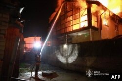 Пожар в результате атаки дронов на Днепр