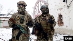 Wagner fighters in Soledar, Ukraine