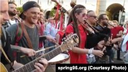 Музыкі гурта Irdorath падчас пратэстаў 2020 году, архіўнае фота