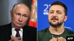 Ռուսաստանի նախագահ Վլադիմիր Պուտին, Ուկրաինայի նախագահ Վլադիմիր Զելենսկի, կոլաժ, արխիվ