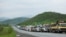 Armenia - Iranian trucks are parked on a roadside in Syunik, October 7, 2021.