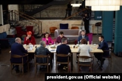 Президент України Володимир Зеленський під час пресмарафону «30 запитань президенту України». Київ, 26 листопада 2021 року