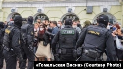 Падчас пратэсту ў Гомлі. 2020. Ілюстрацыйнае фота