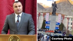 Бадахшан автоном облусунун башчысы Алишер Мирзонаботов, Хорогдун борбордук аянтындагы митингчилер. 