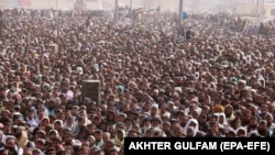 گردهمایی اعتراضی در منطقه چمن بلوچستان پاکستان 