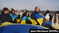 Українці у День соборності України в Чехії. Прага, 21 січня 2023 року