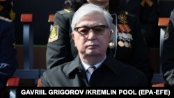 Қазақстан президенті Қасым-Жомарт Тоқаев былтырғы парадта отыр. Мәскеу, 9 мамыр 2023 жыл.