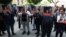 Armenia - Protesters demand the release of Gayane Hakobian outside the prime minister's office in Yerevan, May 22, 2023.