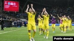 Казакстандын курама командасы жеңиштен кийин. Астана. 26-март,  2023-жыл