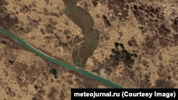 Satellit arkaly 11-nji fewralda düşürilen suratlara görä, Garagum kanalyndaky suw bendiniň gurluşygy tamamlanypdyr, agan suwuň öňi hem beklenipdir.