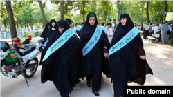Hijab guards patrol public areas of Tehran to confront women not wearing the mandatory head scarf. 