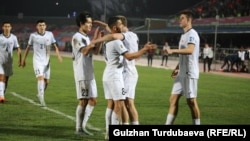 Кыргызстандын футбол боюнча улуттук курама комнадасы.Д.Өмүрзаков атындагы борбордук стадиону.  26-март, 2024-ж. Бишкек. 