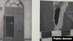 Акматбаев атылган мечиттин эшиги. УКМК тараткан сүрөт.