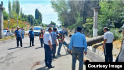 Ош -Кара-Суу жолундагы кырсыкта кулап түшкөн суу түтүгү. 12-август, 2023-жыл.