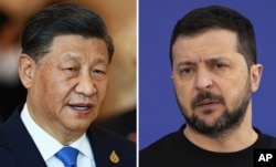 Комбіноване фото. Президент України Володимир Зеленський і голова Китаю Сі Цзіньпін (ліворуч)