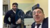 Russia - A lawyer for Azerbaijani man Kamil Zeynalli (left) takes a selfie with him following his arrest in Moscow, February 21, 2024.