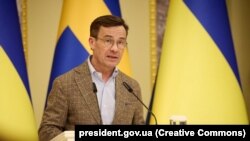 Прем’єр-міністр Швеції Ульф Крістерссон під час візиту до України. Київ, 15 лютого 2023 року