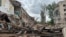 Buildings destroyed by a Russian air strike in Orikhiv, in Ukraine's Zaporizhzhya region, on July 10.