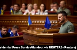 Президент України Володимир Зеленський під час виступу у Верховній Раді. Київ, 28 червня 2023 року