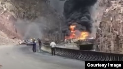 Бишкек-Ош жолундагы өрт. 27-октябрь, 2023-жыл. (Социалдык түйүндөргө жарыяланган тасмадан алынган сүрөт)