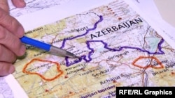 Армения менен Азербайжандын чек арасы тартылган 1974-жылкы карта. 