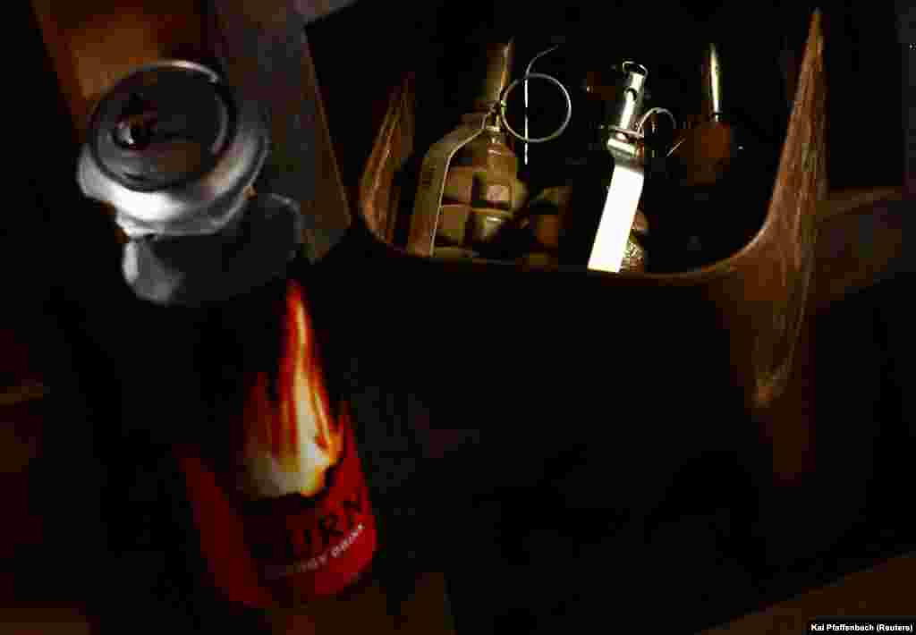 Hand grenades ready for use.