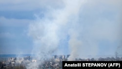 Вид на Бахмут, 22 квітня 2023 року 