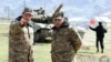 Nagorno-Karabakh - General Jalal Harutiunian (left) oversees a military exercise.