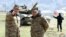 Nagorno-Karabakh - General Jalal Harutiunian (left) oversees a military exercise.