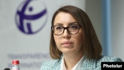 Armenia - Human rights ombudswoman Kristine Grigorian attends a public discussion in Yerevan, March 2, 2022.