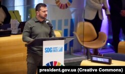 Президент України Володимир Зеленський під час виступу на саміті Цілей сталого розвитку. Нью-Йорк, 19 вересня 2023 року