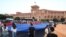 Young people celebrate Armenia's Constitution Day outside the main government building in Yerevan on July 5.
