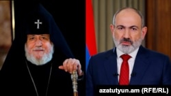 Ամենայն Հայոց կաթողիկոս Գարեգին երկրորդ, վարչապետ Նիկոլ Փաշինյան, կոլաժ, արխիվ