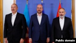 Belgium - EU Council President Charles Michel meets the leaders of Armenia and Azerbaijan in Brussels, July 15, 2023.