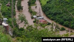 Լուսանկարում վարարած Դեբեդ գետը, Լոռի, 26-ը մայիսի, 2024թ.