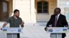 Ukraine's President Volodymyr Zelenskiy (left) and South Africa's President Cyril Ramaphosa during a press conference in Kyiv on June 16.