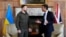 British Prime Minister Rishi Sunak (R), chats with Ukrainian President Volodymyr Zelenskiy ahead of a bilateral meeting in the U.K. on May 15.