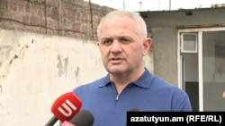 Armenia -Former Vanadzor Mayor Mamikon Aslanian talks to journalists after his release from custody, July16, 2024.
