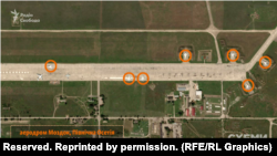 Сім літаків стратегічної авіації ТУ-22М3 на аеродромі поблизу Моздока (Північна Осетія), 21 червня 2023 року