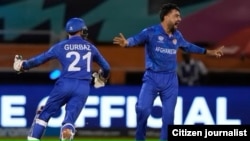 رحمان الله گربز و راشد خان دو بازیکن سرشناس تیم ملی کریکت افغانستان 