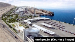 Түркмөнстан. Каспий деңизиндеги "Түркмөнбашы" деңиз порту.