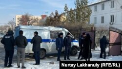 The building of the Konaev court where the trial of journalist Duman Muhammedkarim is taking place on February 22. 