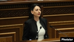 Armenia - Deputy Prosecutor-General Anahit Manasian addresses the arliament, April 11, 2023.