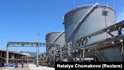 RUSSIA - A general view of the Novorossiysk Fuel Oil Terminal (NMT) in the Black Sea port of Novorossiisk, May 30, 2018.