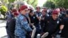 Armenia - Police detain a protester in Yerevan, May 27, 2024.