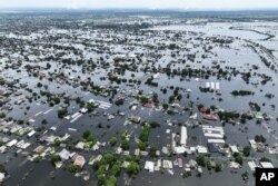 Місто Олешки на лівому березі Херсонщини, затоплене внаслідок знищення Каховської ГЕС, 10 червня 2023 року