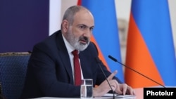Armenia - Prime Minister Nikol Pashinian holds a press conference in Yerevan, March 14, 2023.