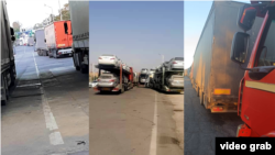 Өзбекстан менен Тажикстандын ортосунда чек арада топтолгон автоунаалар. 