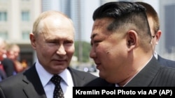 Орусиянын жана Түндүк Кореянын президенттери. Пхеньян, 19-июнь, 2024-жыл.