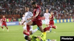 Նաիր Տիկնիզյանն առաջին գնդակն է ուղարկում Լատվիայի դարպասը, Երևան, 19-ը հունվարի, 2023թ.